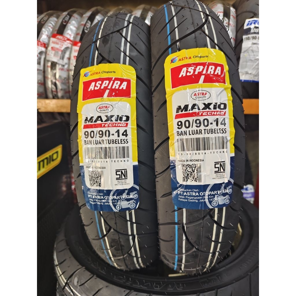 BAN LUAR TUBELES ASPIRA MAXIO TECNO 90/90-14 BAN BELAKANG VARIO BEAT SCOOPY ASPIRA TUBELES
