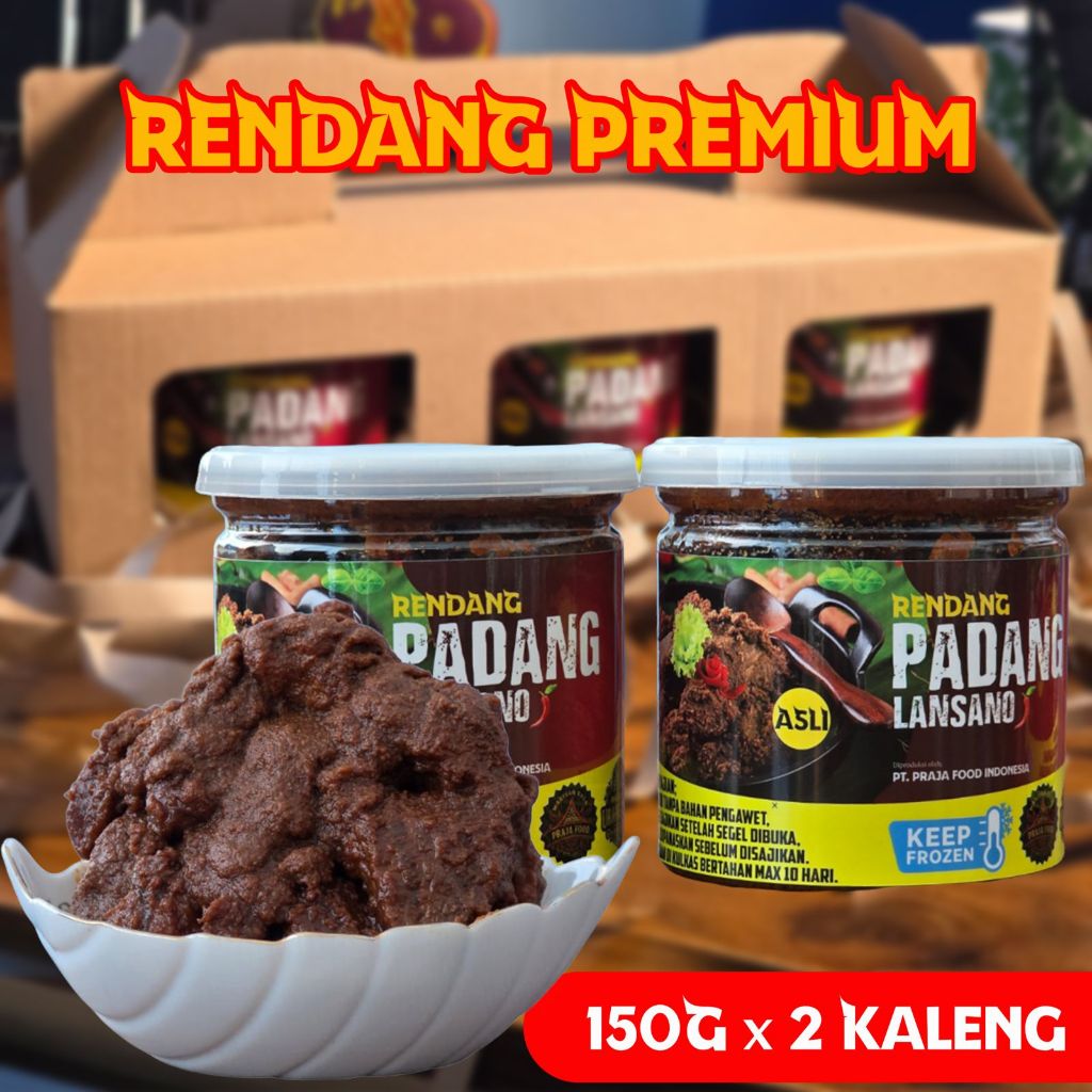 

Rendang Daging Sapi Khas Padang Premium / Rendang Padang Lansano 150Gr x 2 Kaleng Siap Saji Halal