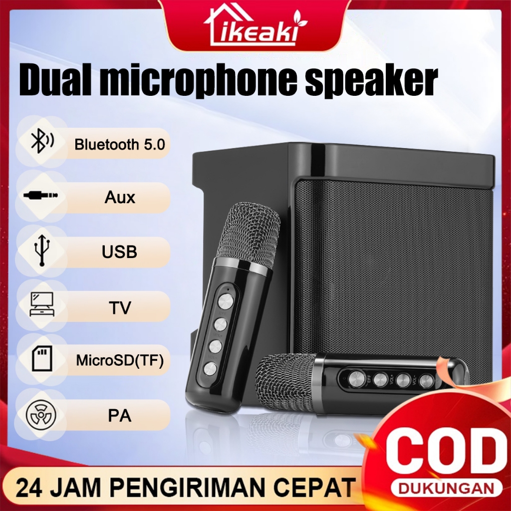 Speaker bluetooth karaoke Bluetooth Speaker 2 MIC HD Sound Quality 4.0 inci