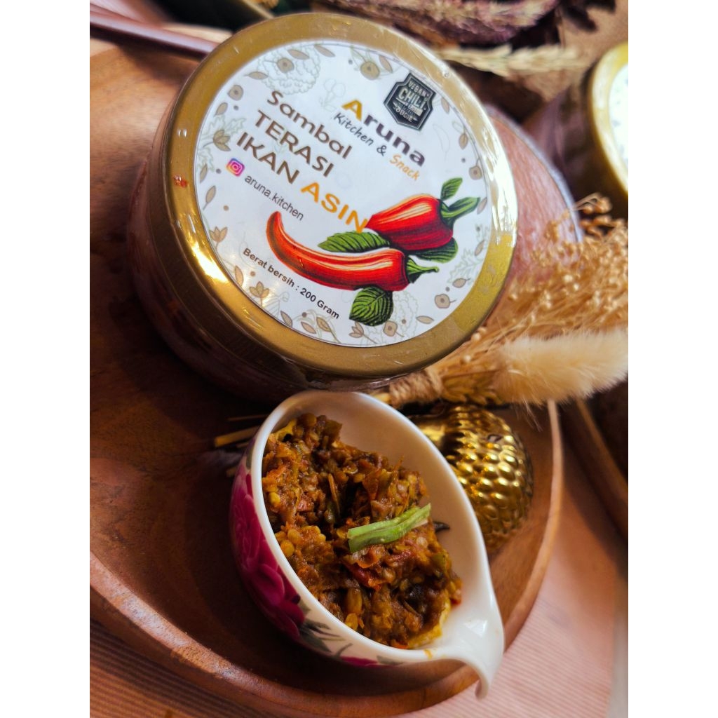 

Sambal TERASI IKAN ASIN VEGETARIAN (VEGAN) Allium free-Tanpa Bawang-Nabati 100%- NON Hewani.