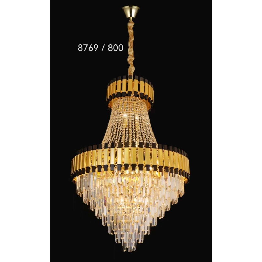 Lampu Gantung Hias Void Kristal Klasik Modern Diameter 80 Cm Mewah