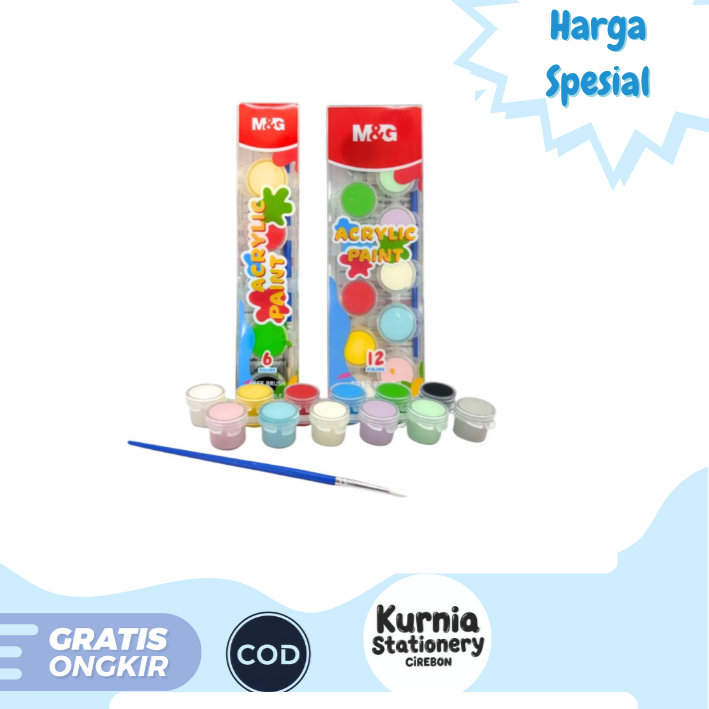 

M&G Acrylic Paint Portable Free Brush/ Cat Air Portable 6 & 12 Warna