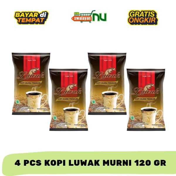

4 PCS Kopi Bubuk Luwak Murni 120gr - Kopi Murni