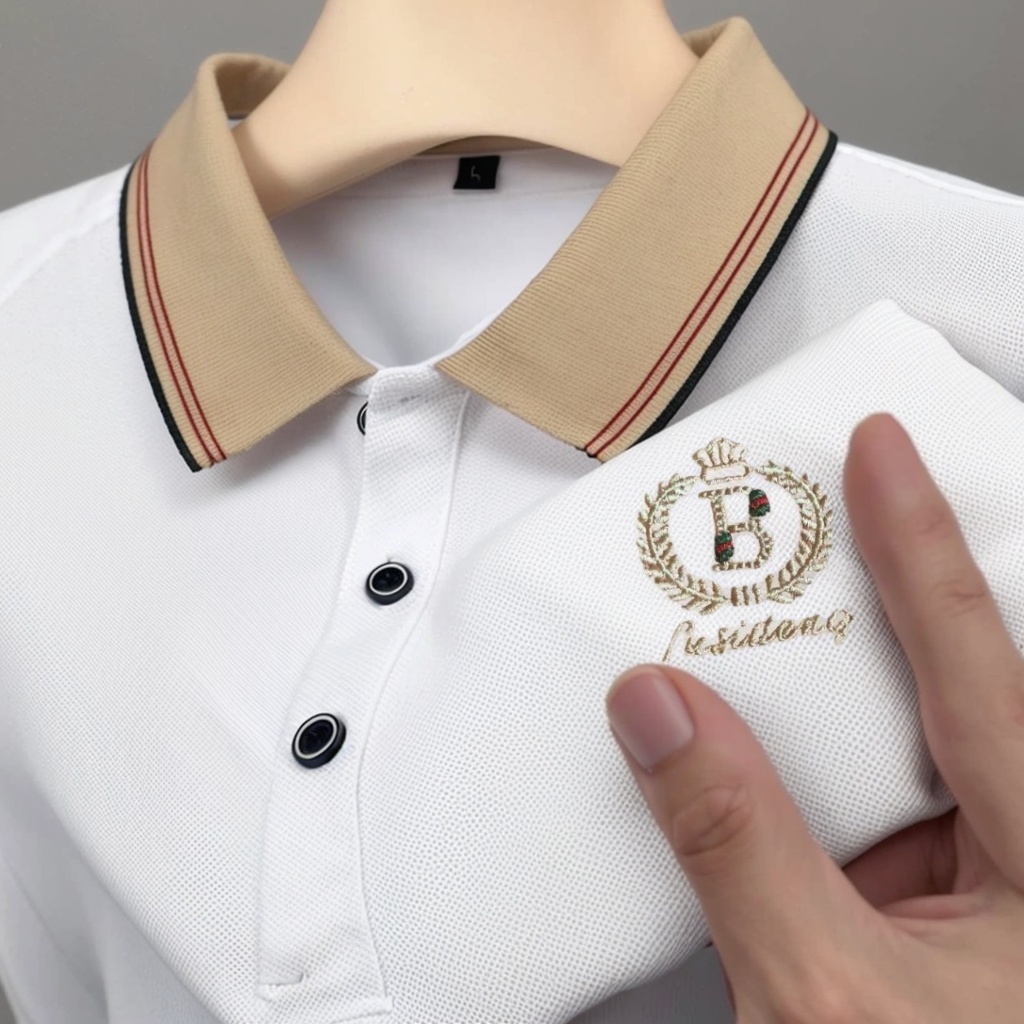 Kemeja Polo Pria Nyaman dan Bernapas POLO Baru Putih