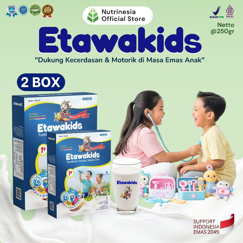 

Susu Anak Cerdas & Tumbuh Kembang Etawakids Platinum Susu Etawa dengan DHA & Omega 3 6, Paket 2 Box
