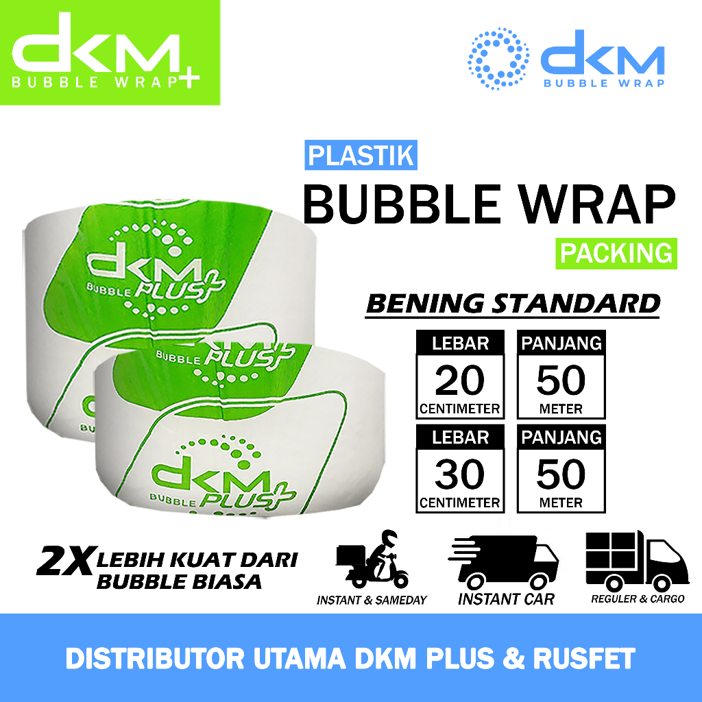 

Plastik Bubble Wrap DKM Potongan 30cm 20cm x 50m Putih Bening Standar