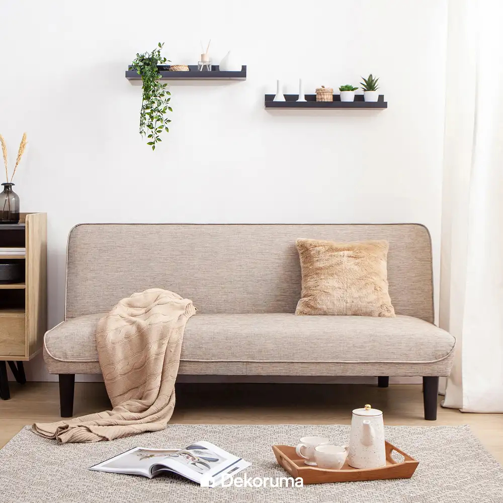 Dekoruma Nobu Sofa Bed Minimalis / Sofabed Ruang Tamu Kain Woven / Tempat Duduk Multifungsi Minimali