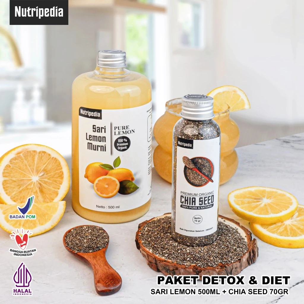 

Nutripedia - Paket Sari Lemon 500ml dan Chia Seeds 70gr Untuk Diet
