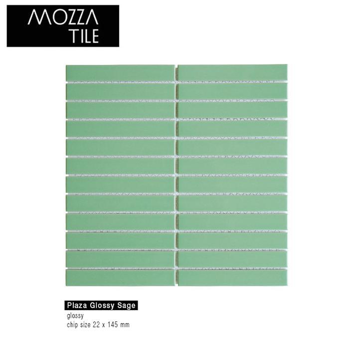 Keramik Interior Hijau Mint Hijau Sage Light Green Long Striped Mosaic Mosaik Keramik MOZZA TILE Pla