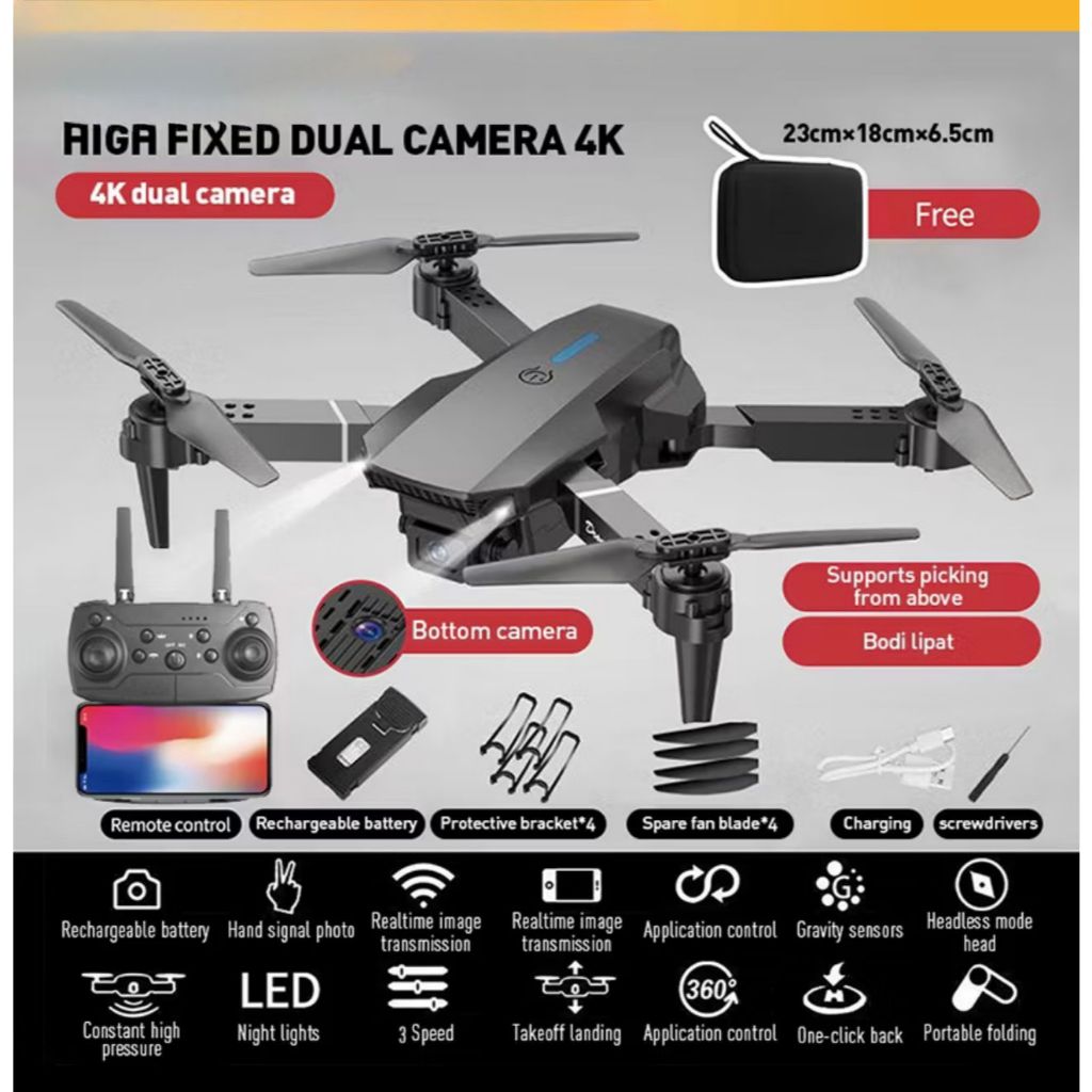 Drone E88 Pro /E99 Pro Drone Anti Tabrak Drone Mini Dengan Kamera HD Drone Smart Drone E88 Pro 4K/E9