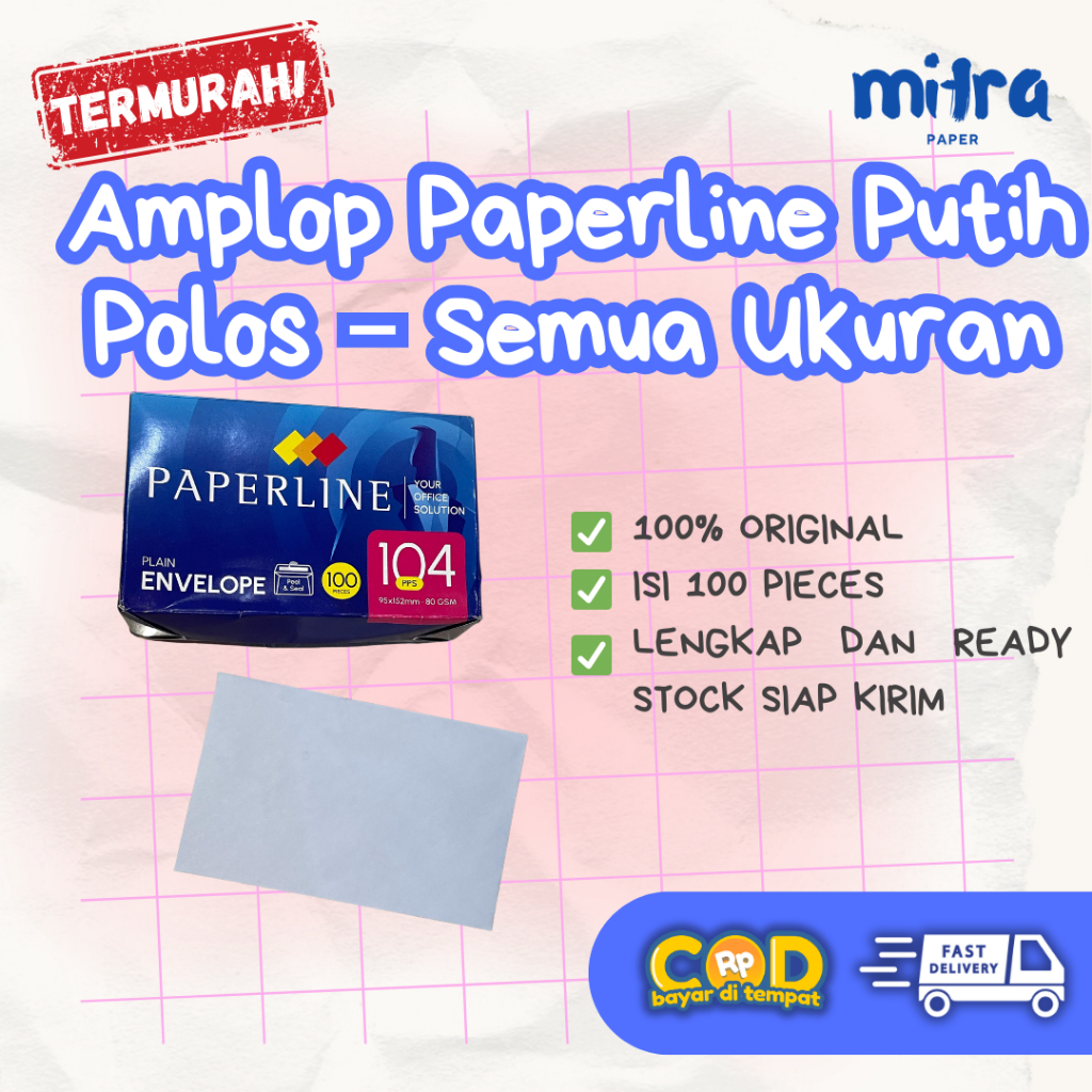 

PAPERLINE Amplop Putih Banker / 104 / 110 | Amplop Kertas Premium untuk Kantor & Bisnis