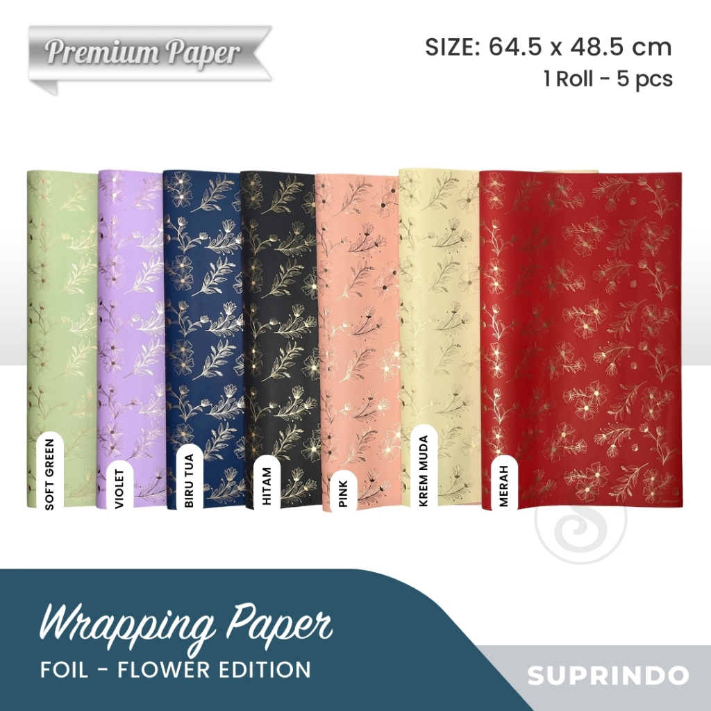 

(5lbr) PREMIUM KERTAS KADO FOIL FLORAL
