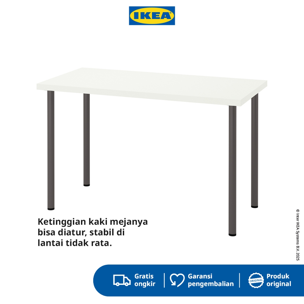 IKEA LAGKAPTEN/ADILS Meja Minimalis Berkualitas Putih/Abu Tua 120x60 cm