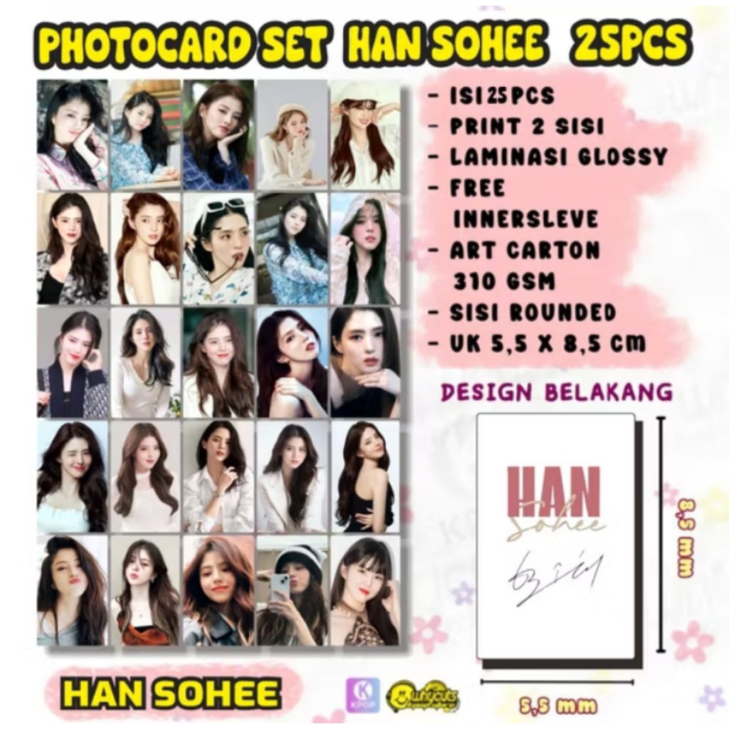 ‎[25 pcs] PC PHOTOCARD HAN SO HEE | Print 2 sisi Laminasi Glossy tebal anti air