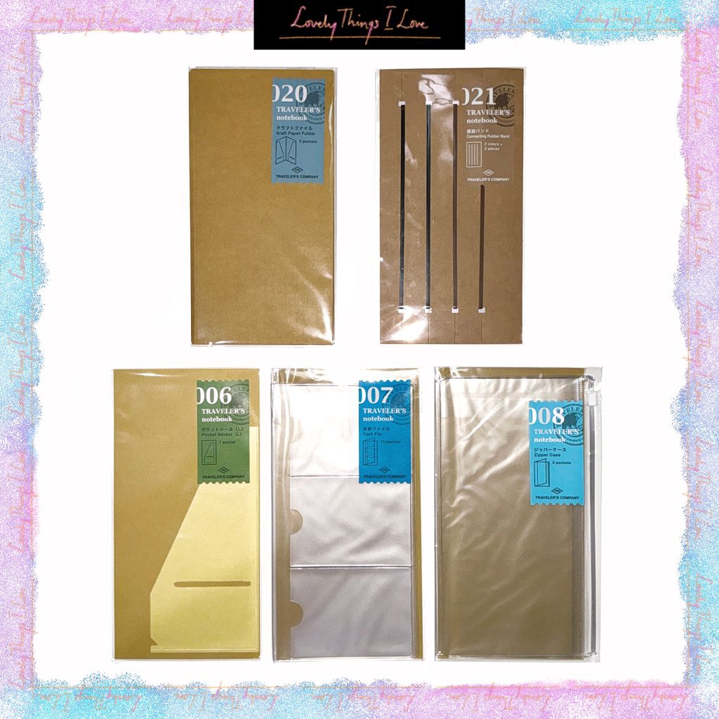 

Midori TRAVELER'S Notebook Regular Zipper Case, Card File, Pocket Sticker L, Kraft Folder, Connecting Rubber Band