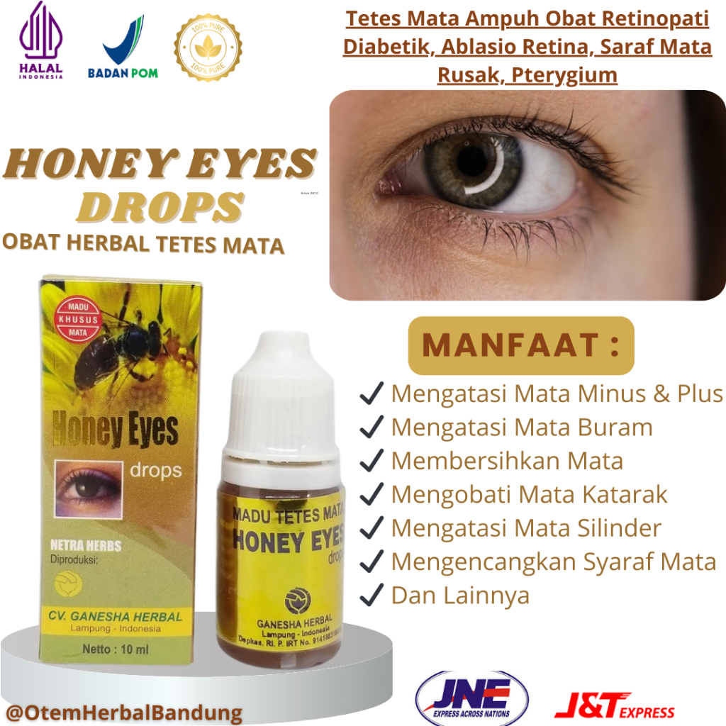 Herbal Gurah Mata Honey Eyes Madu Tetes Mata Ampuh Obat Retinopati Diabetik, Ablasio Retina, Saraf M