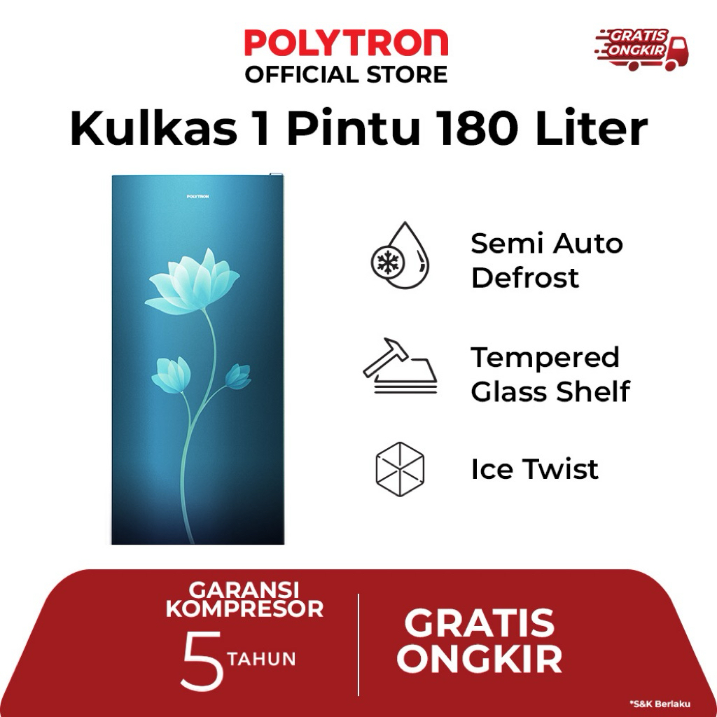 KULKAS POLYTRON 1 PINTU PRB 189 POLYTRON 180 LITER  || PRB189 PRB-189