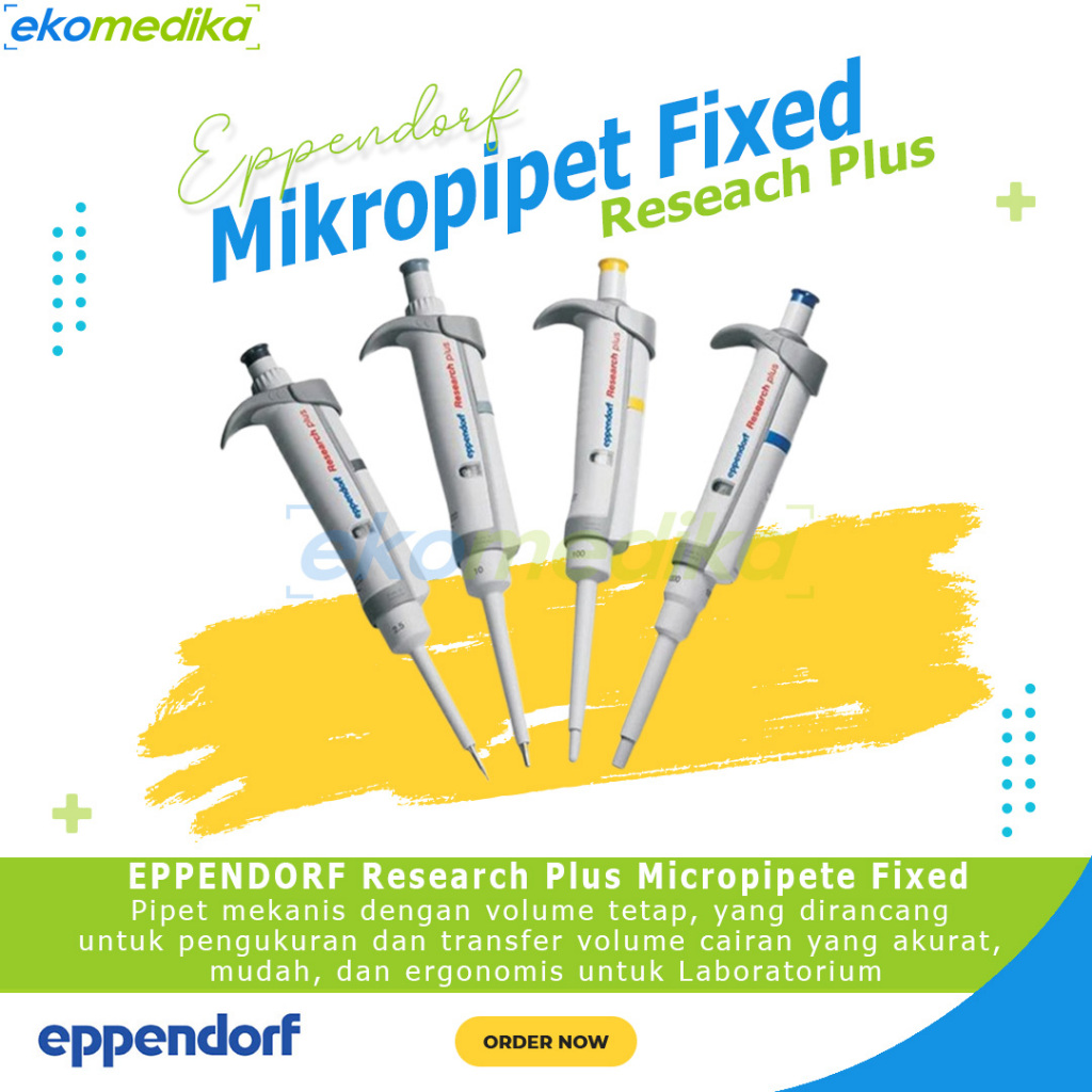 Micropipette Fixed Volume Eppendorf Research Plus Mikropipet Fix 2.5ul, 10ul, 20ul, 100ul, 200ul, 30