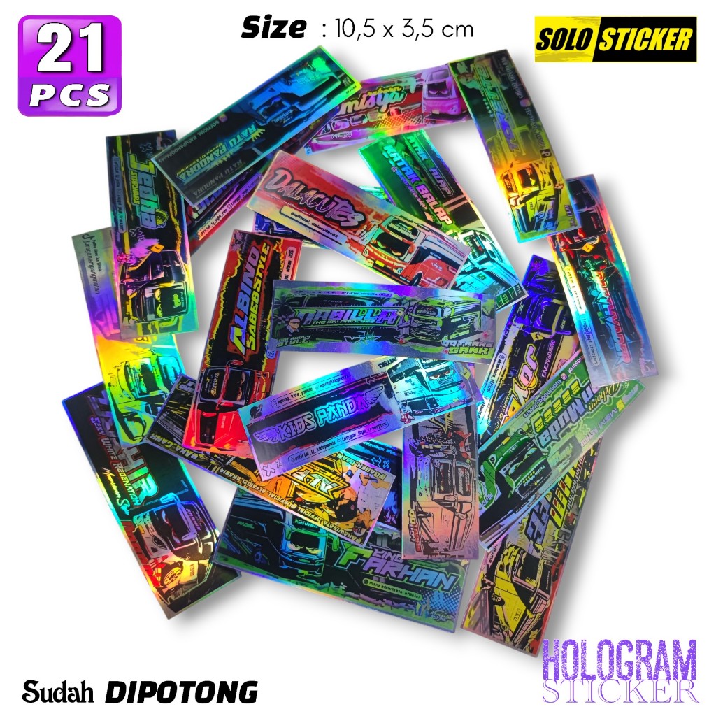

Stiker Bus Basuri 21 pcs Hologram Waterproof Sticker Dekorasi Koper Laptop Casing Handphone Tumbler