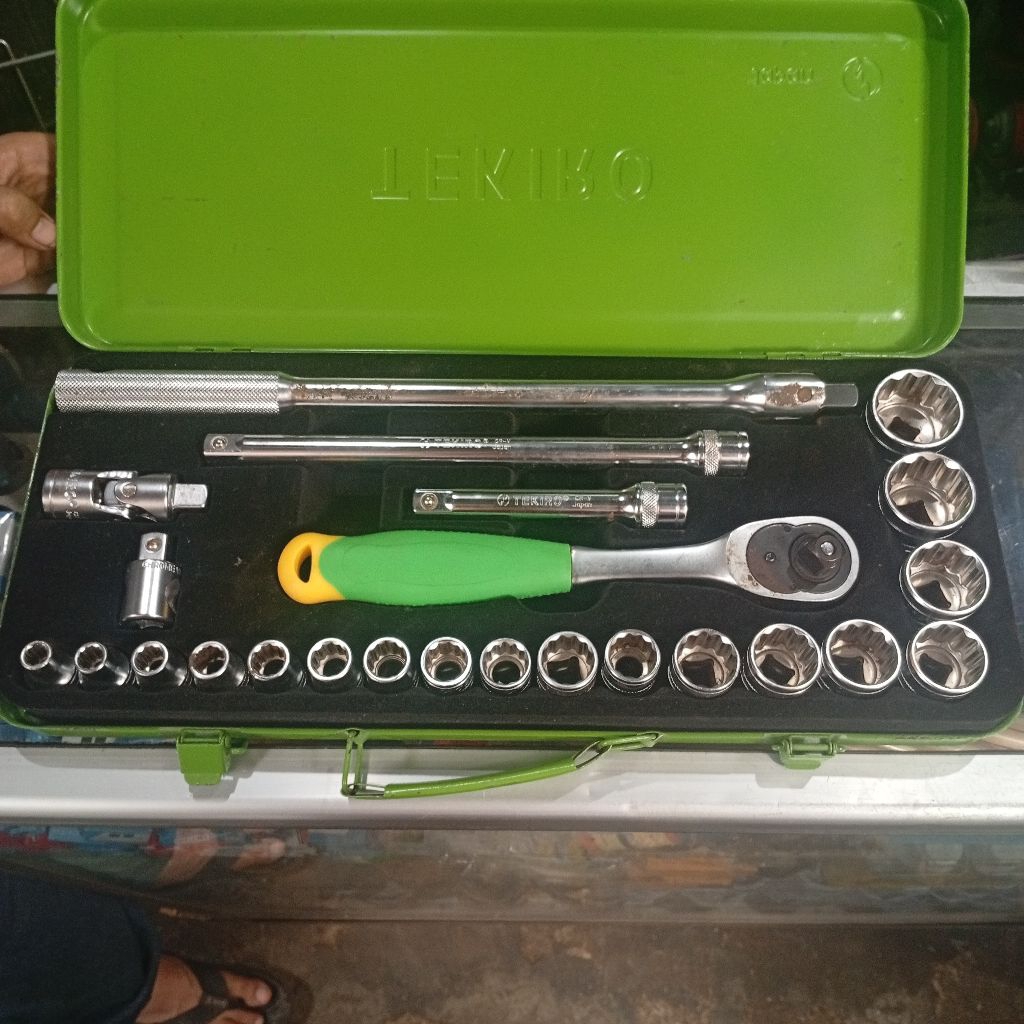 set kunci sok 24 pcs 8-32 tekiro model lama box besi made in japan