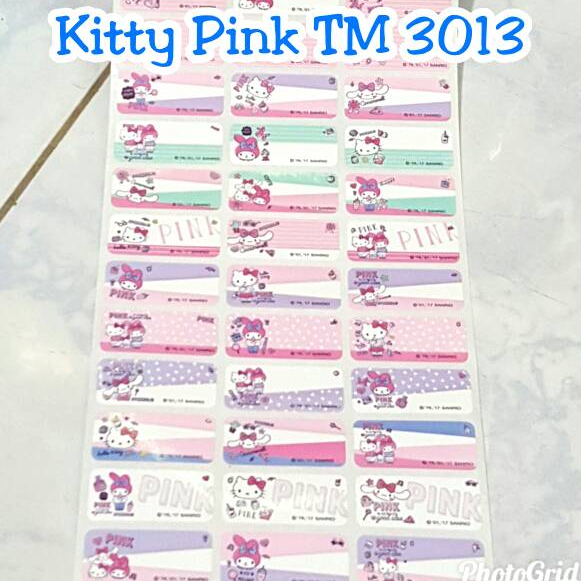 

Label Nama Anti Air Sticker Waterproof Premium Hello Kitty Pink
