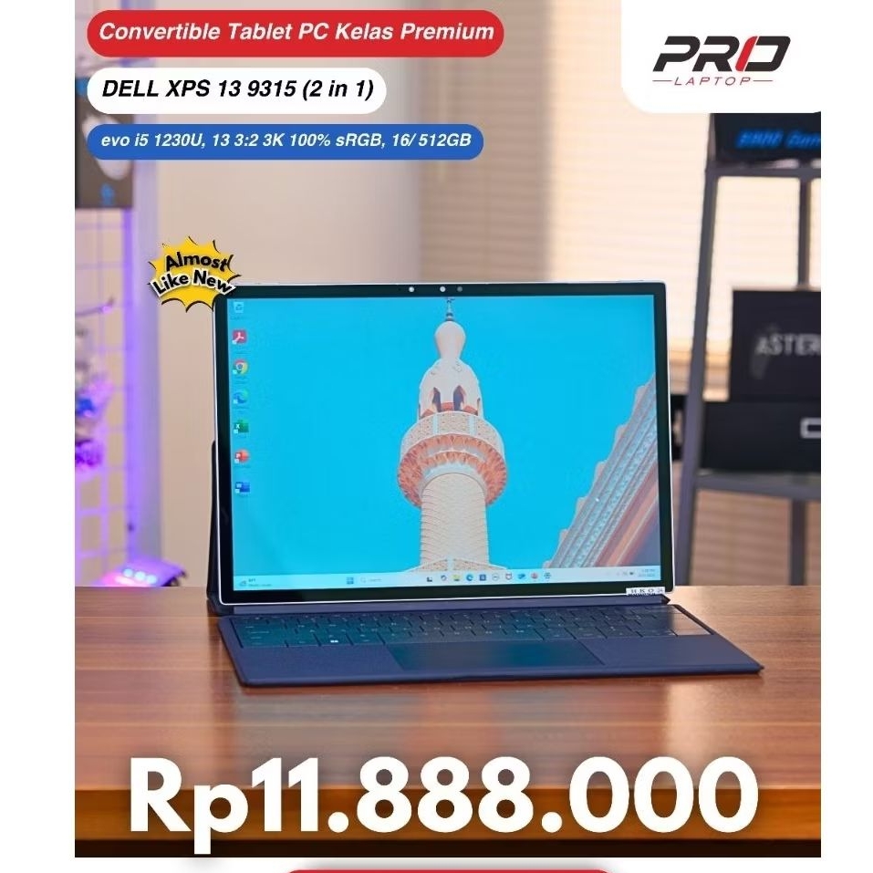 DELL XPS 13 9315 (2 in 1), Intel Core i5-1230U, 16/512GB, Layar 13"