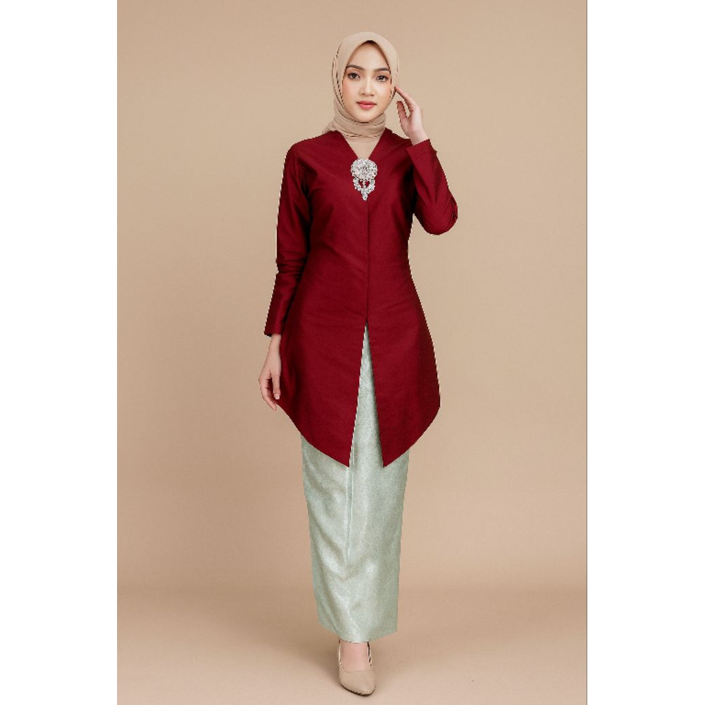 Elvrist - Kebaya Encim Tunik Kurung Melayu Katun Toyobo Polos Terlaris Terbaru cod