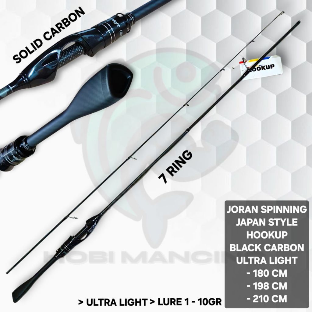 Joran Spinning Hookup Black Carbon 180cm 198cm 210cm / Joran Pancing Ultralight UL Hook Up BlackCarb