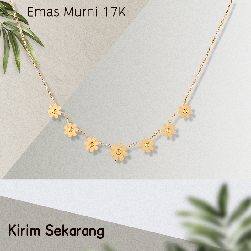 Kalung Wanita,Kalung Emas Tujuh Bunga 17K,Kalung Rantai