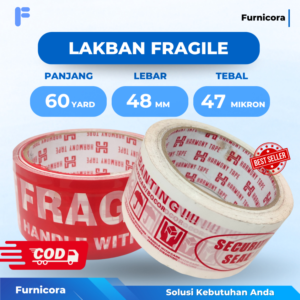 

YAMA TAPE Lakban Fragile Kuat Ekonomis 48 mm x 35 m