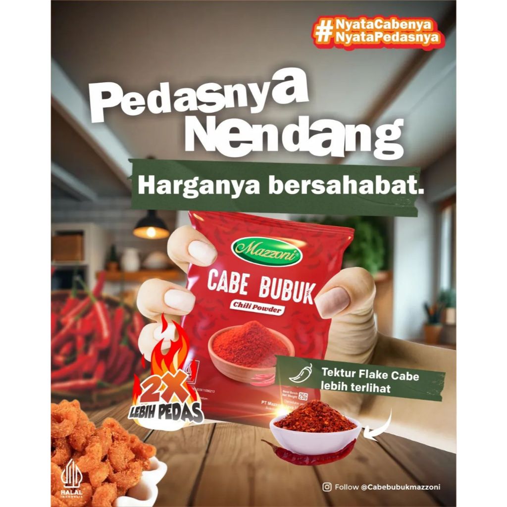 

Mazzoni Cabe Bubuk 25 Gram Formula baru