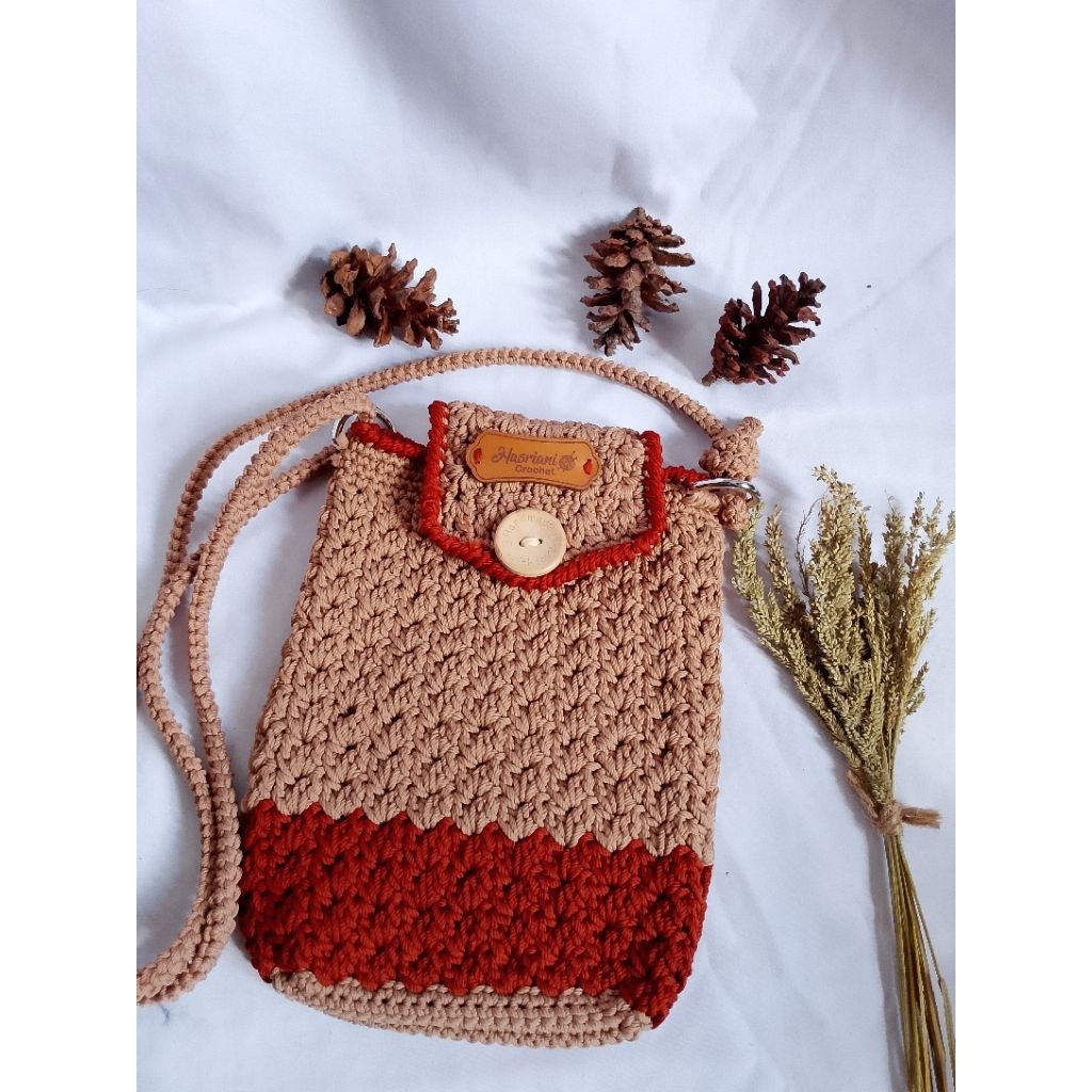 Tas selempang Rajut wanita||Tas Hp Rajut