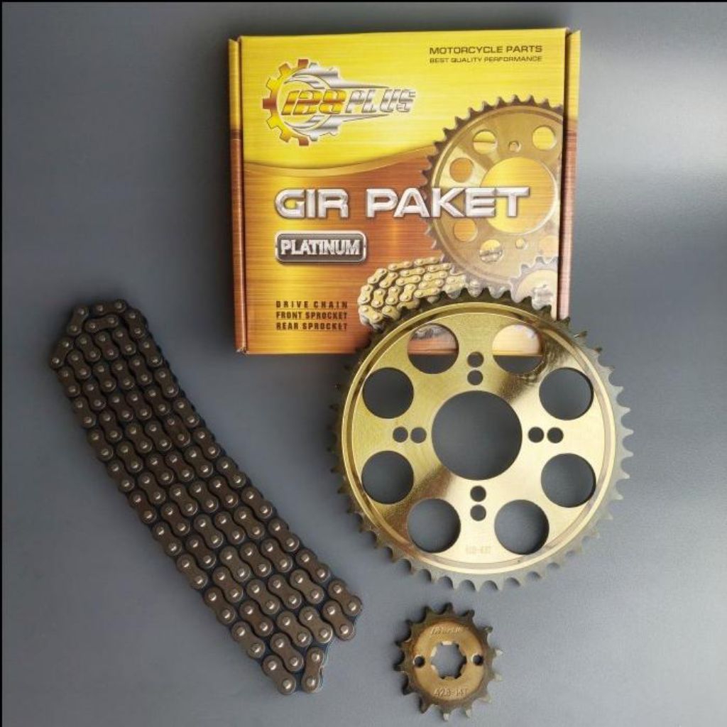 GEAR PAKET 128 PLUS /GEAR SET +RANTAI BLADE, FIT NEW, VEGA ZR, VIXION, MEGA PRO NEW, SMASH, VIXION N