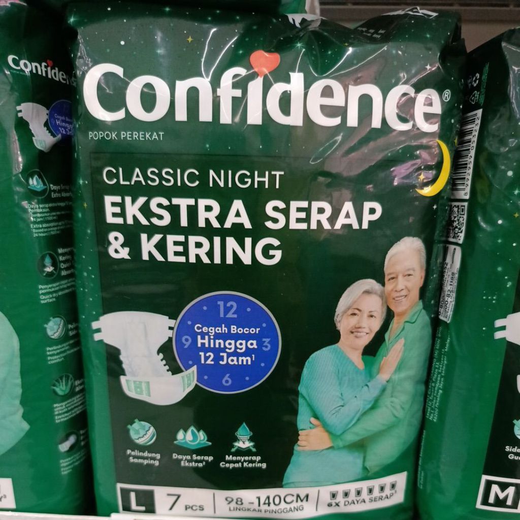Confidence Classic Night L10 | Popok Dewasa Lansia Pampers Celana/Perekat Isi 7 pcs
