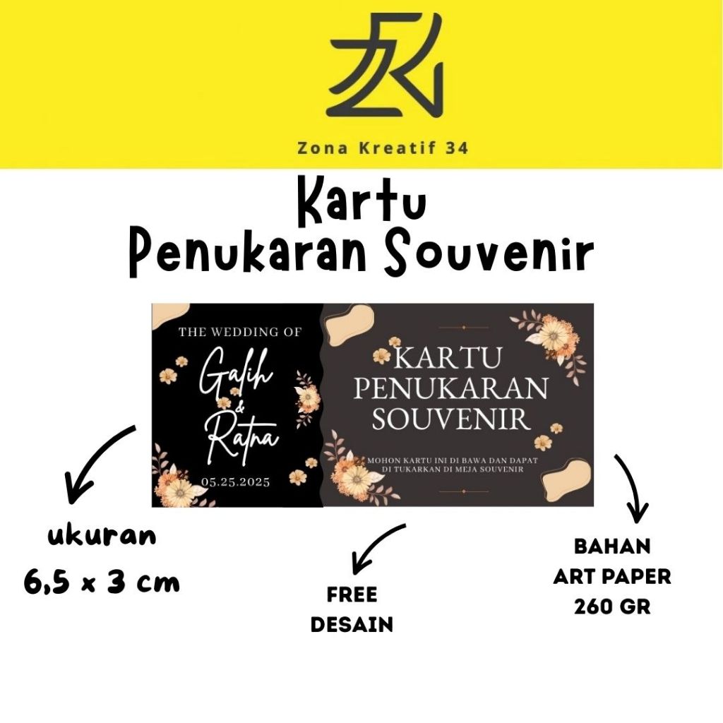 Cetak Kupon Souvenir Pernikahan / Kupon Penukaran Souvenir Pernikahan (PROSES 1 HARI)
