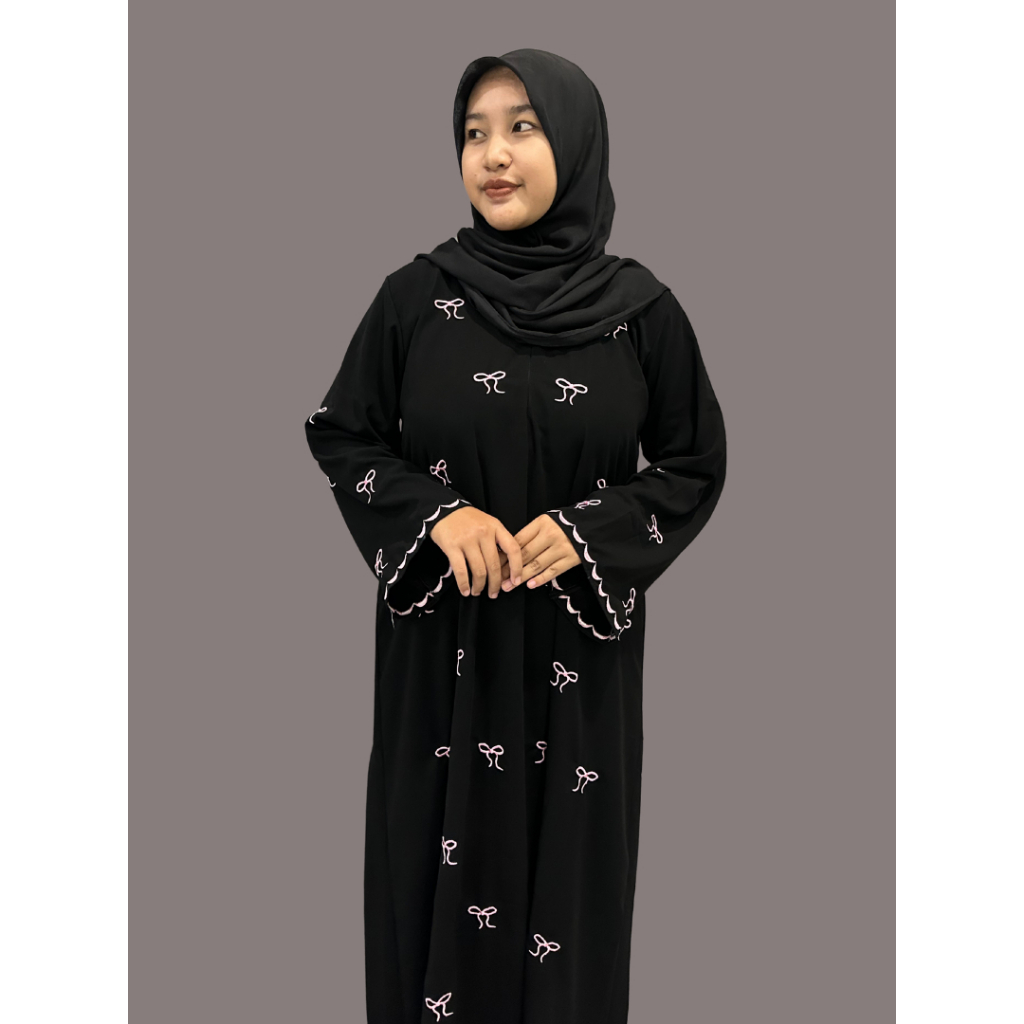 TERBARU Abaya Arab Hitam Bahan Jet Black Saudi Elegant Mewah Gamis Pesta Jubah Turkey Baju Kurung