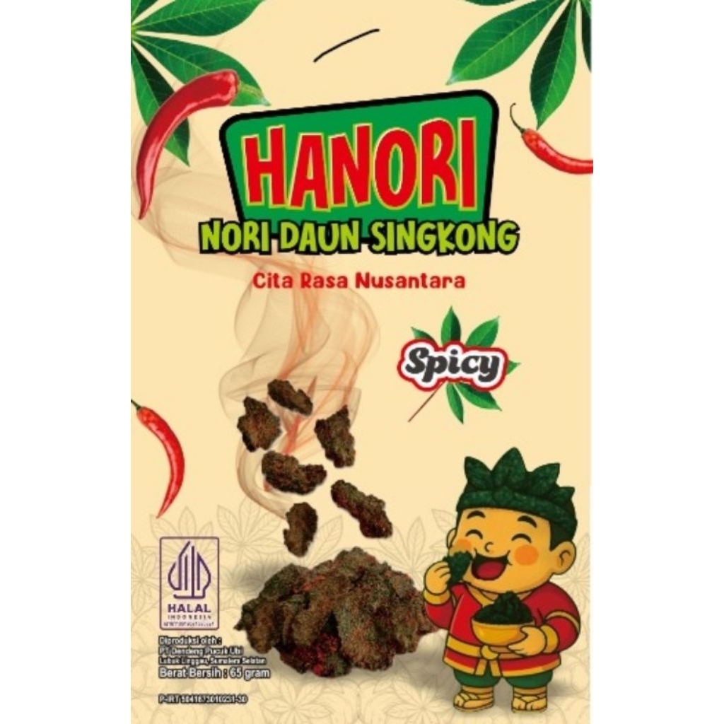 

Hanori Nori Daun Singkong varian spicy camilan sehat kekinian