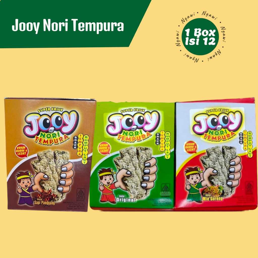 

Jooy Nori Tempura All Varian rasa isi 12 Sachet, Oleh oleh ngawi