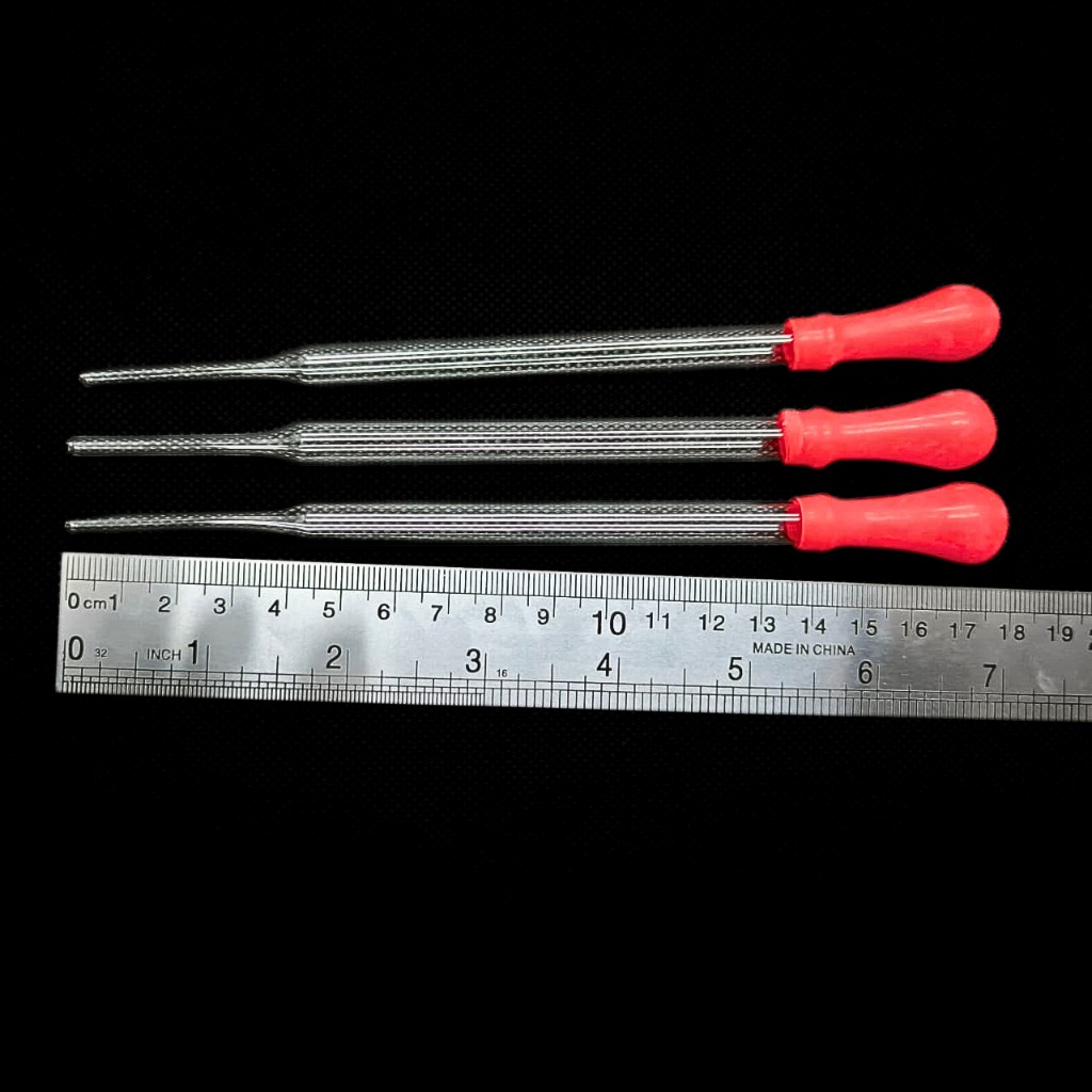 Pipet Tetes Kaca / Pipet Pasteur Tebal & Tipis dengan Karet Latex Merah – Panjang 9cm 10cm 15cm 20cm