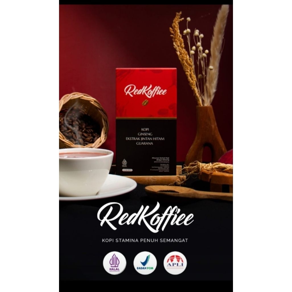 RED KOFFIEE mengandung kopi, ginseng, ekstrak jintan hitam dan guarana