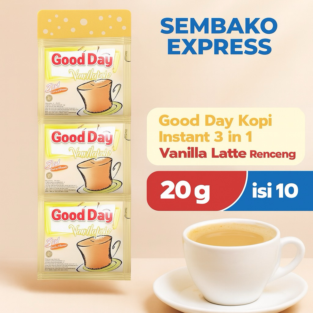 

Good Day Kopi Instant 3 in 1 Vanilla Latte Renceng 10 x 20g