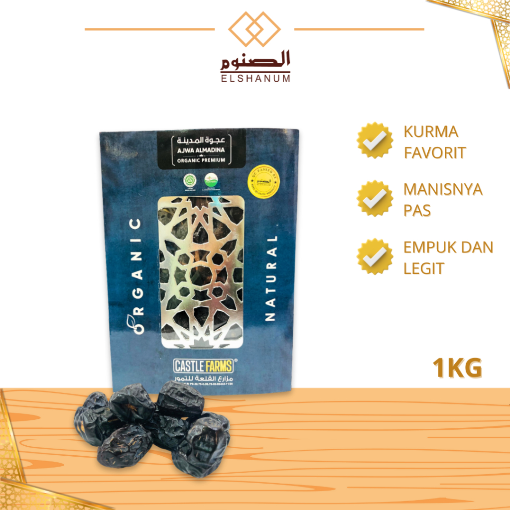 

Kurma Ajwa Premium Castle Farms Organic 1kg, Empuk Dan Legit Manis Pas, Shabani Store