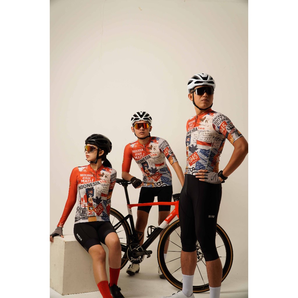 Hot Deals Sub Jersey Vintage Indonesia Unisex Short Sleeve Cycling Jersey Red - Jersey Sepeda Pria