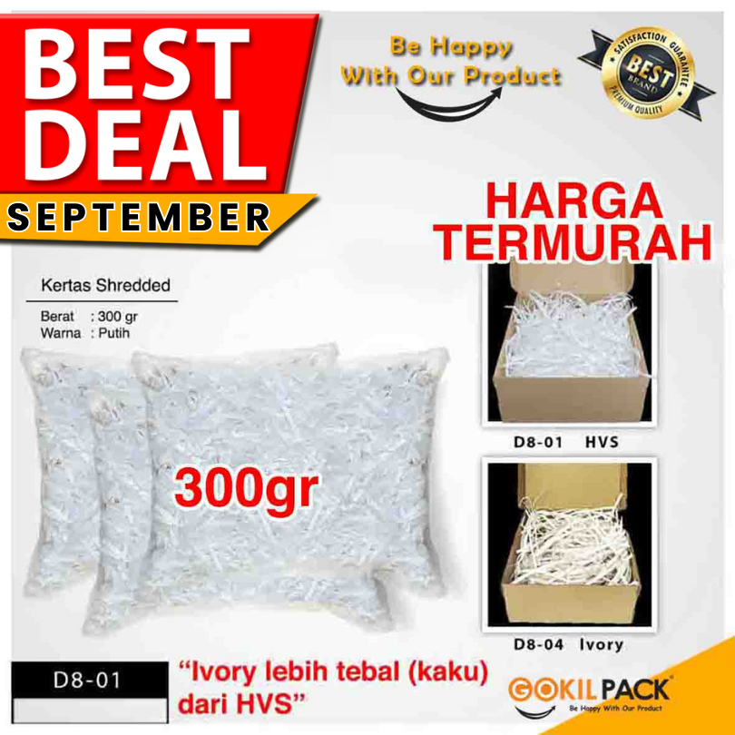 

GOKILPACK - Shredded Paper - Kertas Cacah Aksesoris Box Hadiah - D8 01