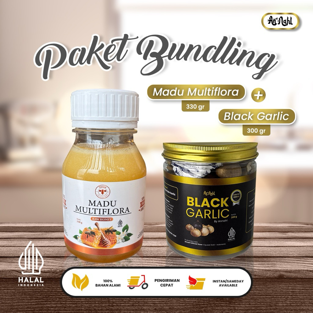 

Paket Bundling Black Garlic 300gr + Madu Multiflora 330gr