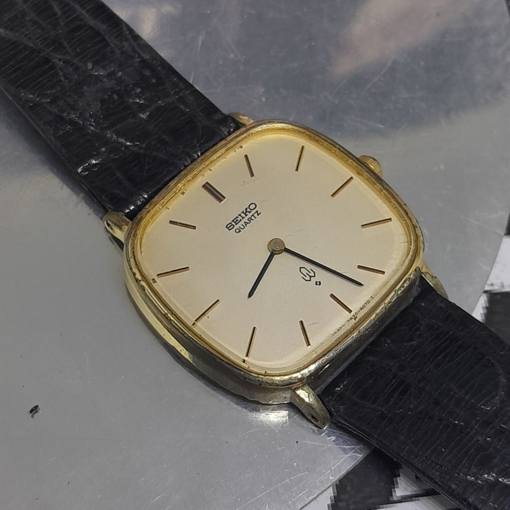 Jam tangan Vintage rare seiko tank 7820 5050 quartz dual hands