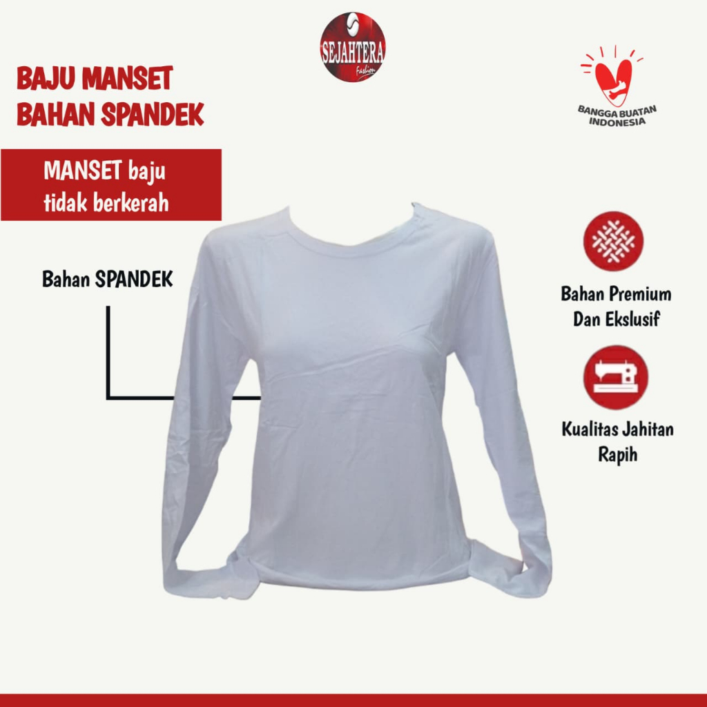 Manser Baju Atasan Wanita Oblong Tanpa Kerah Tangan Panjang