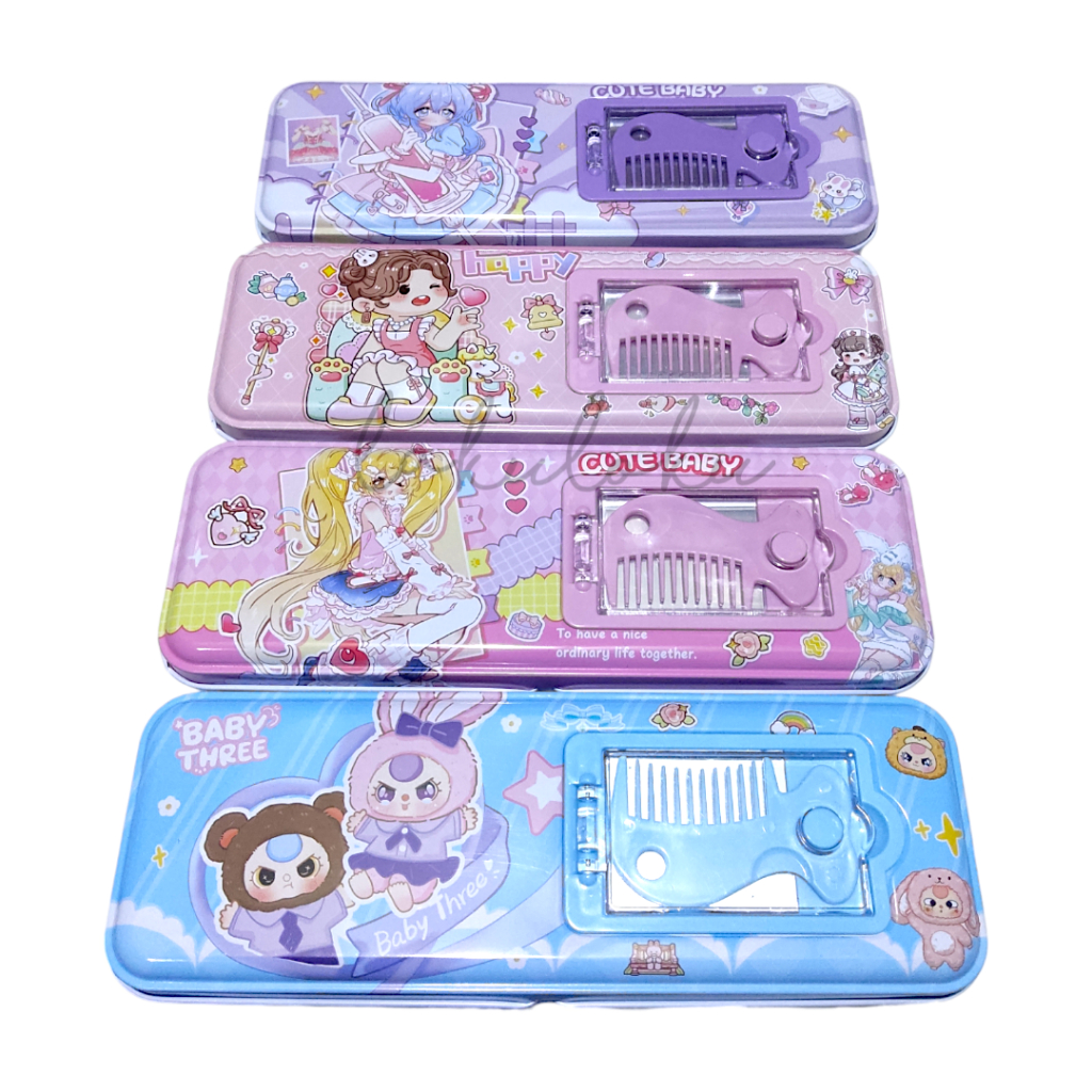 

Tempat Pensil / Tepak Seng Kaleng Susun Fancy Ada Sisir & Kaca XY-5366