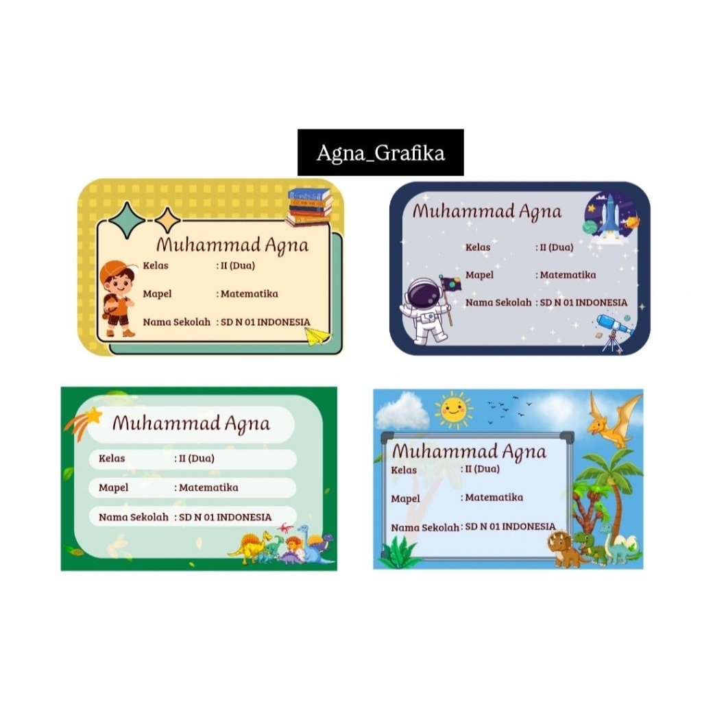 

Sticker Nama Karakter Ukuran 9 x 6 cm bisa custom nama dll