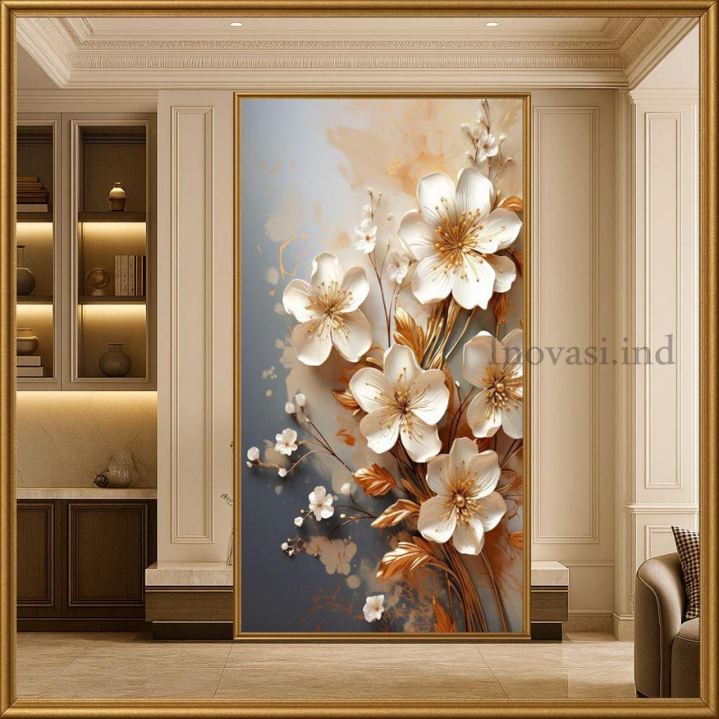 Wallpaper Stiker Bunga Mawar Putih 3d, Wallpaper Bunga Mawar 3d terlaris, Stiker Bunga 3d Kekinian